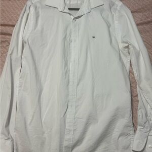 Tommy Hilfiger White Long-Sleeve Button-Up Dress Shirt